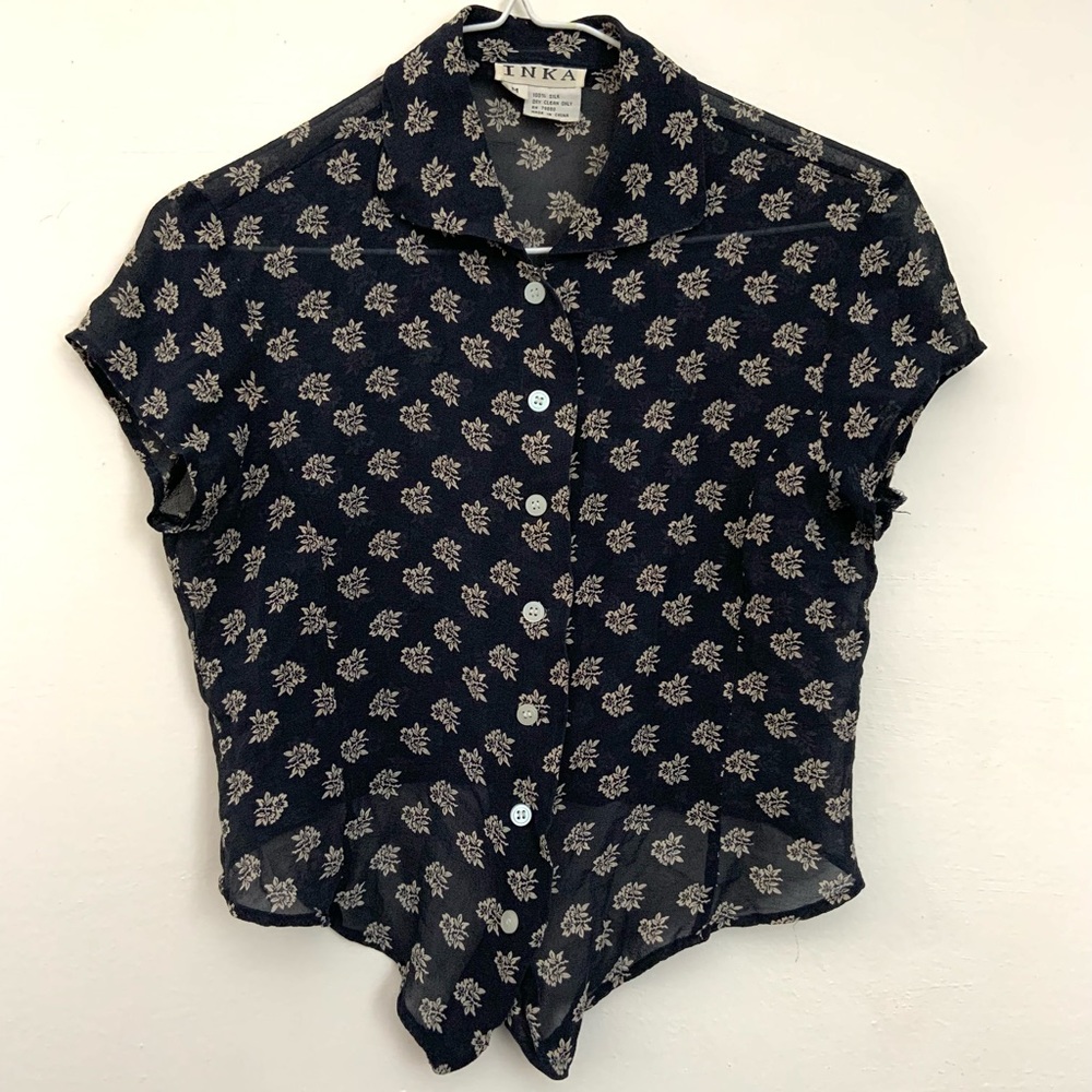 INKA Vintage Silk Button Down Tee